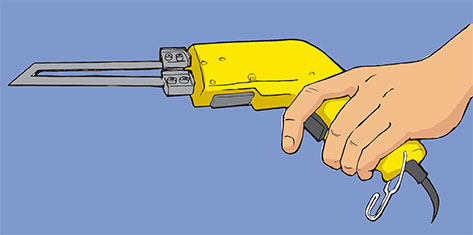 Hot knife for trimming tool foam