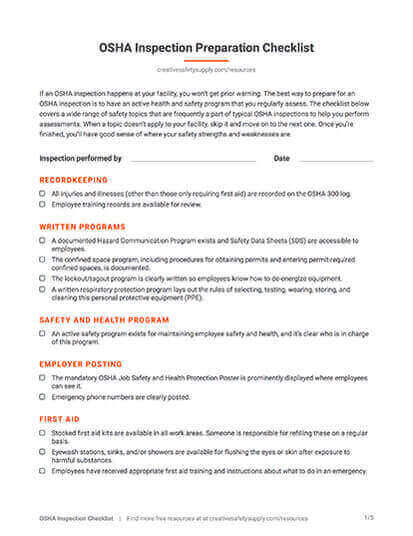Osha Inspection Checklist 5s Today 8925